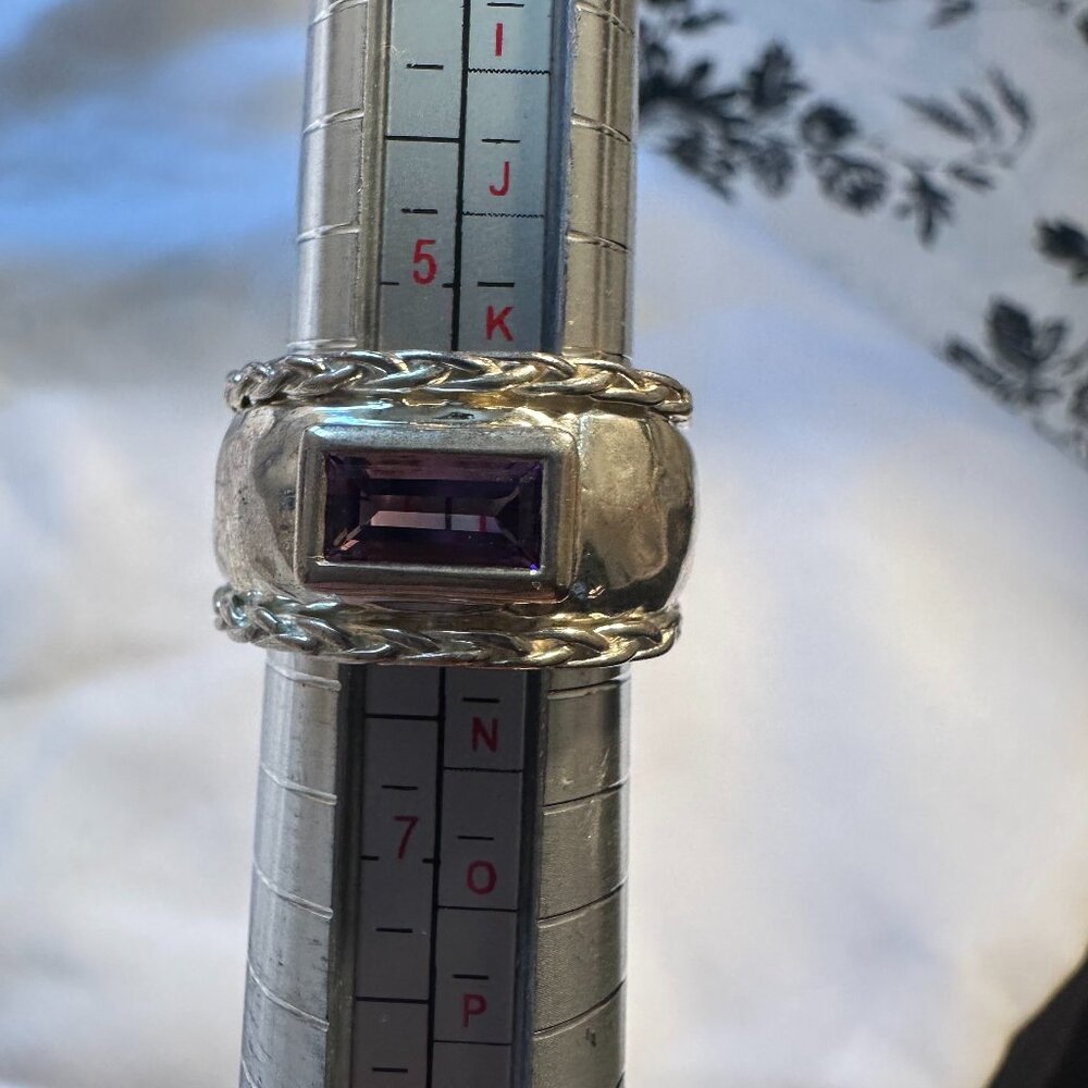 Vintage Art Deco Ornate Solid Stunning Statement Ring 925 Amethyst Citrine